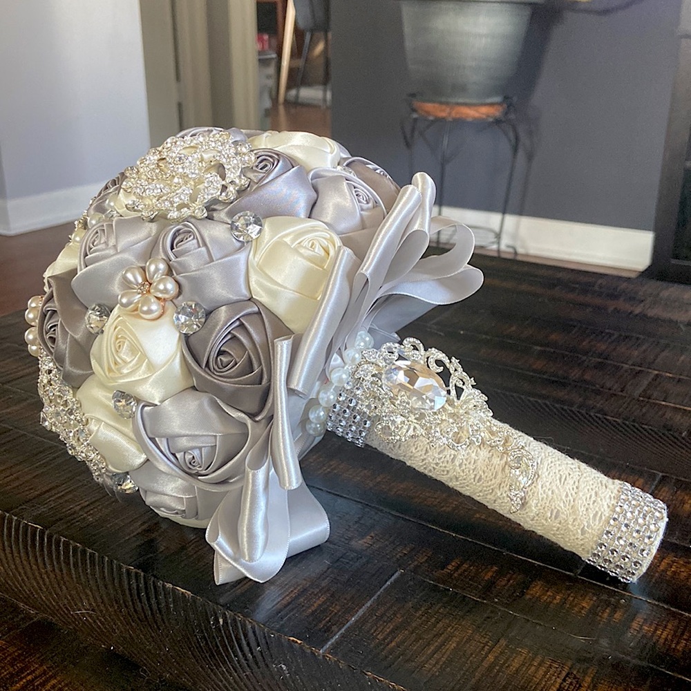 Satin Floral Broach Bouquet